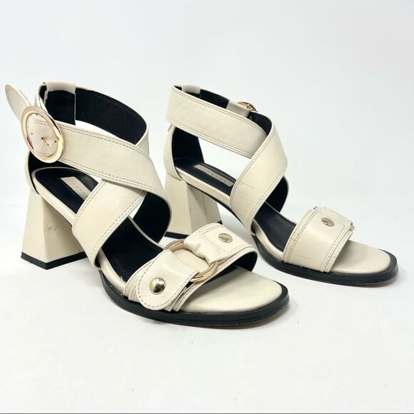Topshop Ivory Cream Buckle Strap Sandals Size 36/6 - Picture 2 of 10